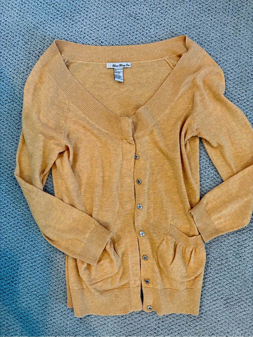 Forever 21 Mustard Yellow Button-Front Cardigan